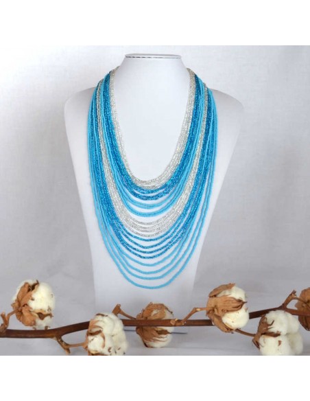 CHINGO Blue Ethnic Glass beads Necklace