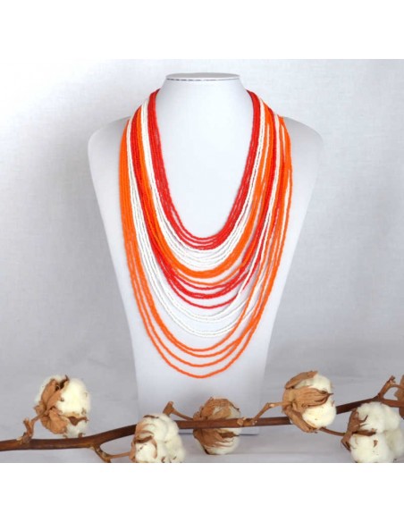 Collier Chingo rouge orange