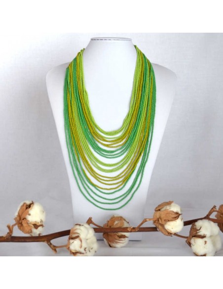CHINGO Green Ethnic Glass beads Necklace