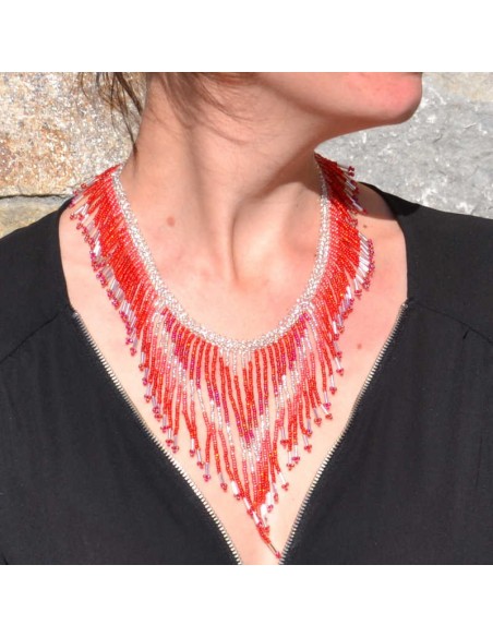 TACANA Red Ethnic beads Necklace