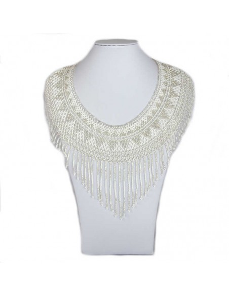 IPALA White Ethnic Seed beads Necklace