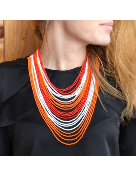 Collier Chingo rouge orange