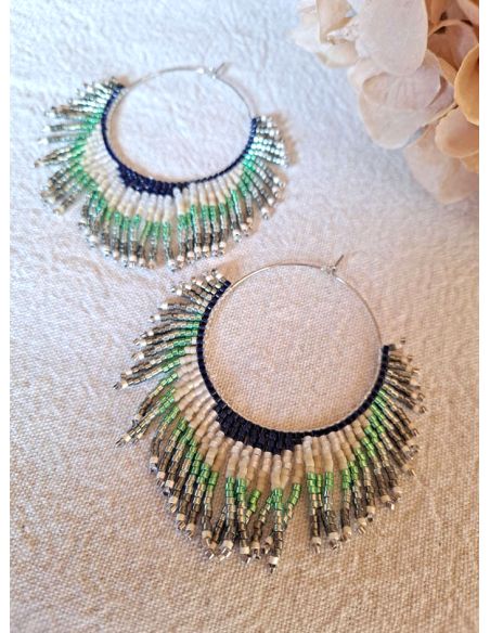 Créole Hippie L bleu-vert argenté