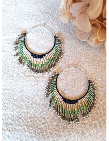 Créole Hippie L bleu-vert argenté